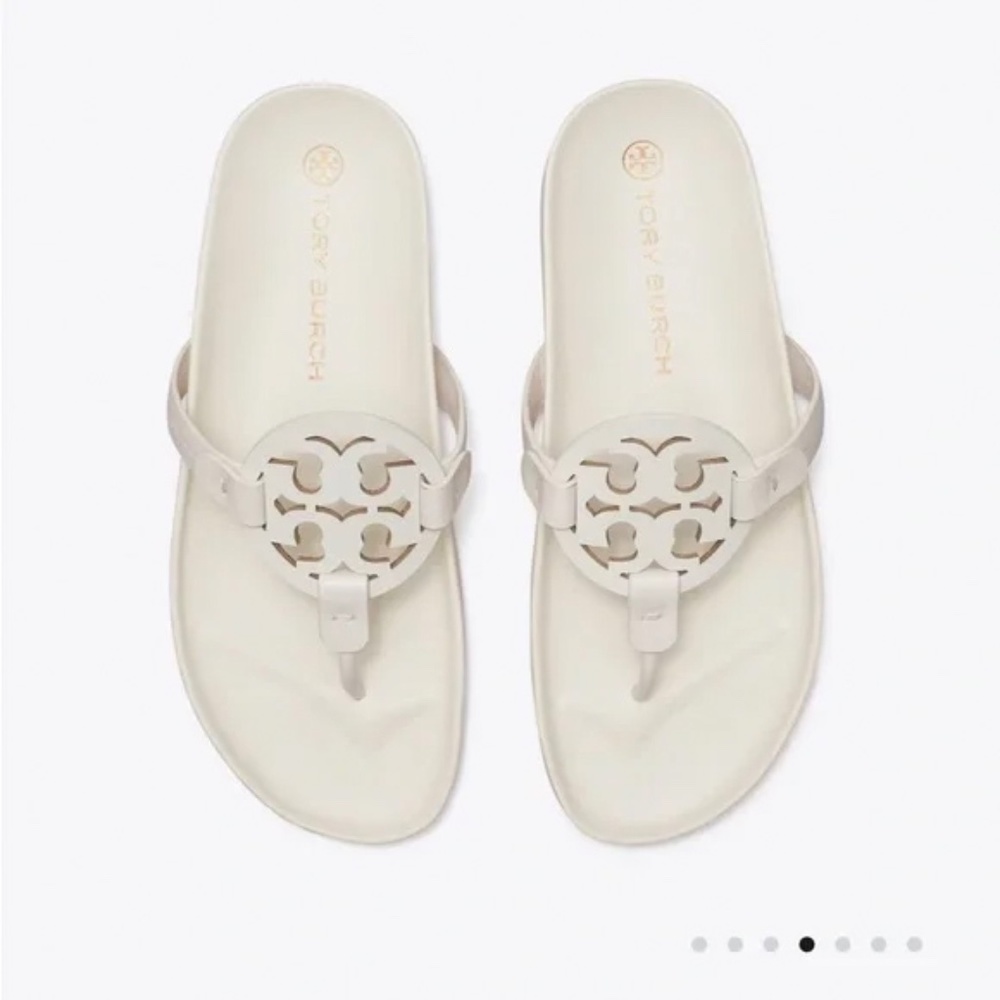 Tory Burch Cream Logo Thong Sandals